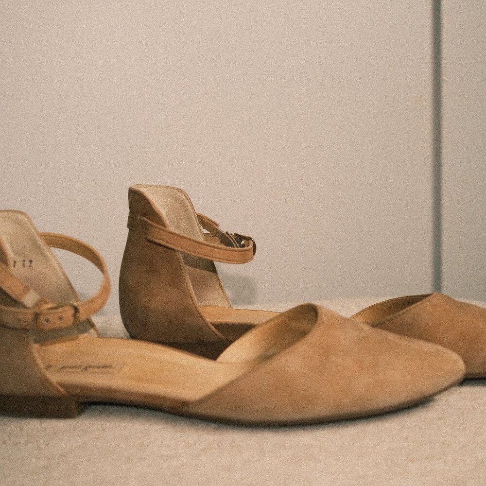 Paul Green Suede Beige/Tan Flats with Ankle Strap
